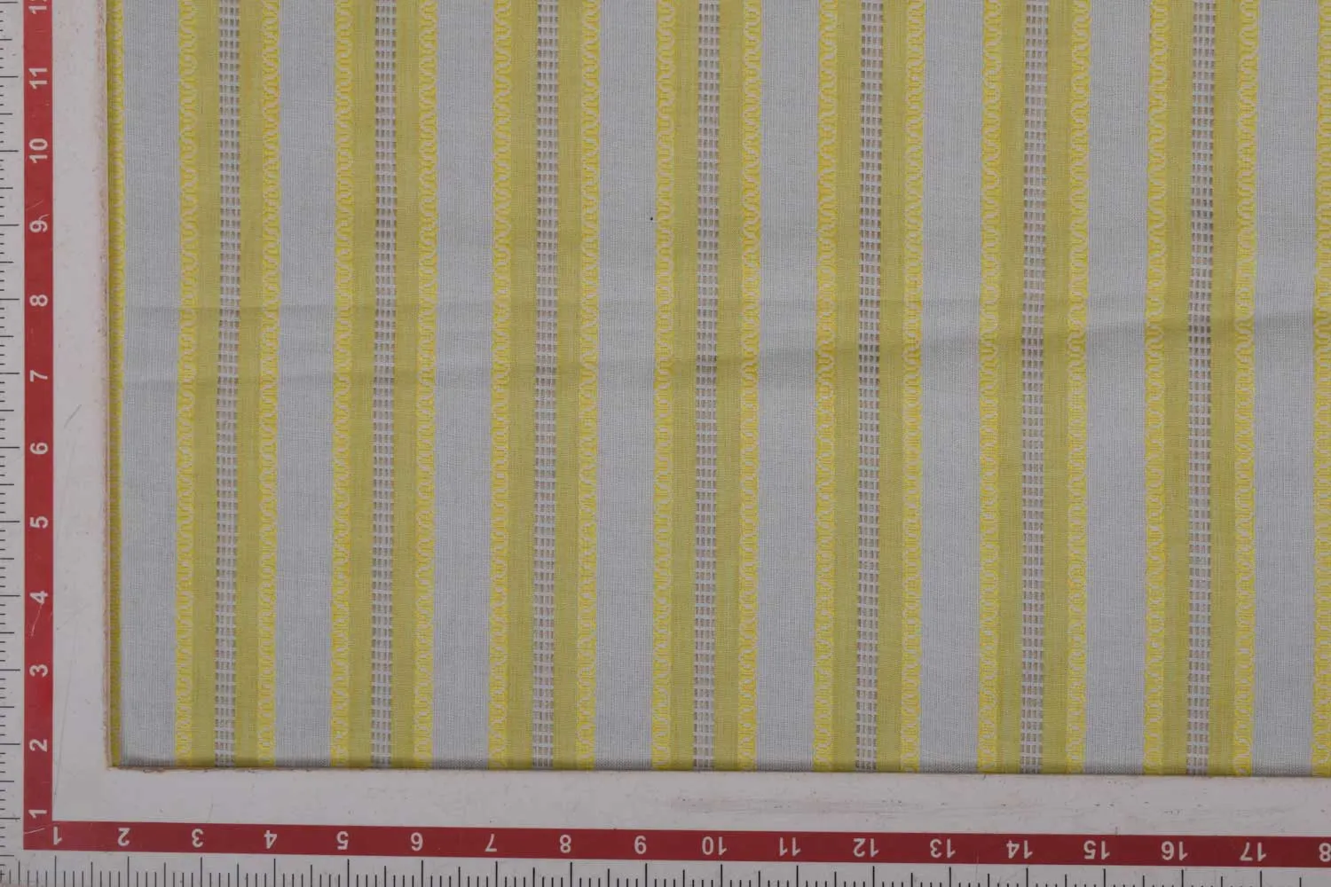 Off White & Yellow Stripes Rayon Dobby Fabric