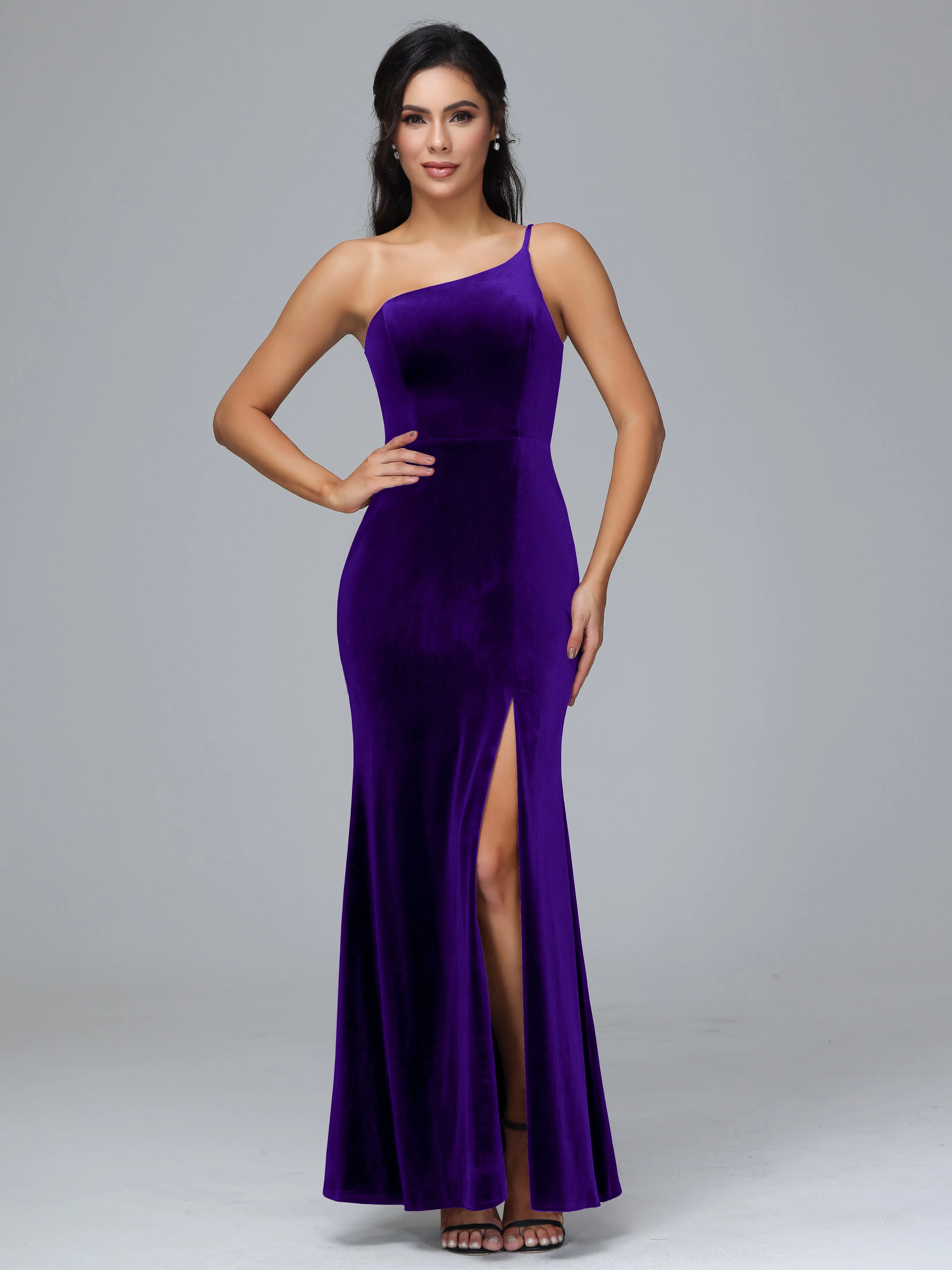 One Shoulder Sheath Split Plus Size Bridesmaid Dresses