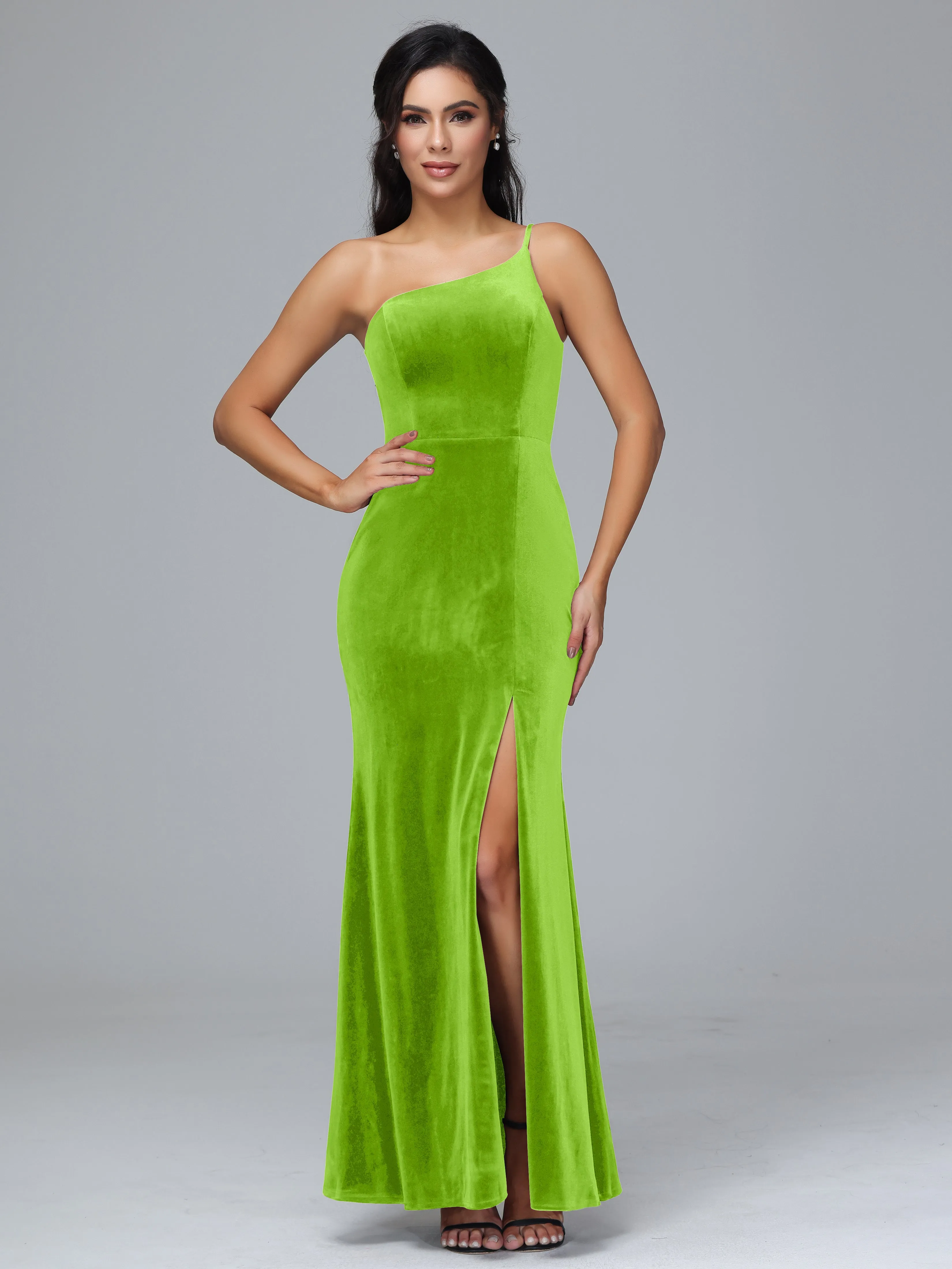 One Shoulder Sheath Split Plus Size Bridesmaid Dresses