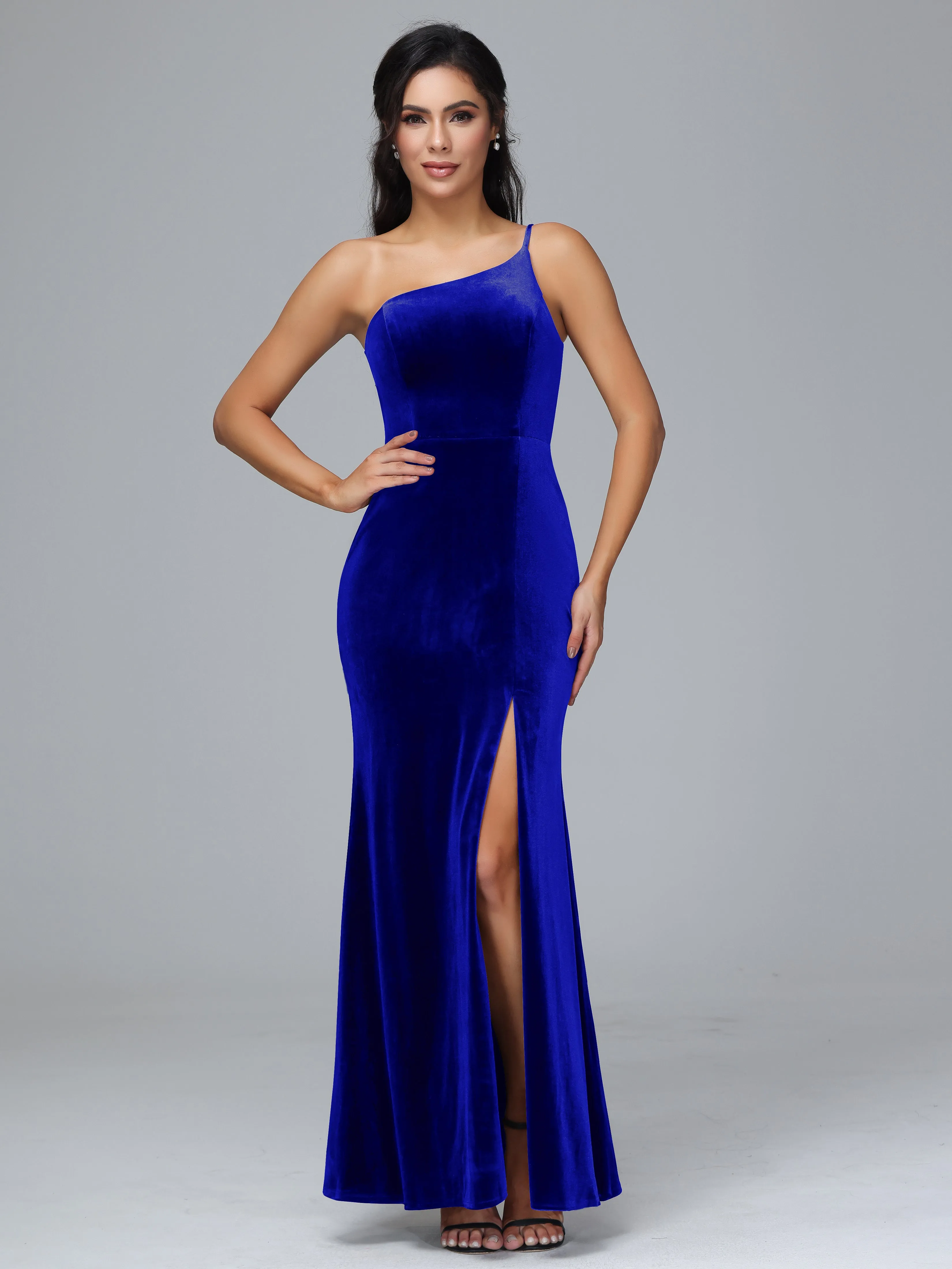 One Shoulder Sheath Split Plus Size Bridesmaid Dresses
