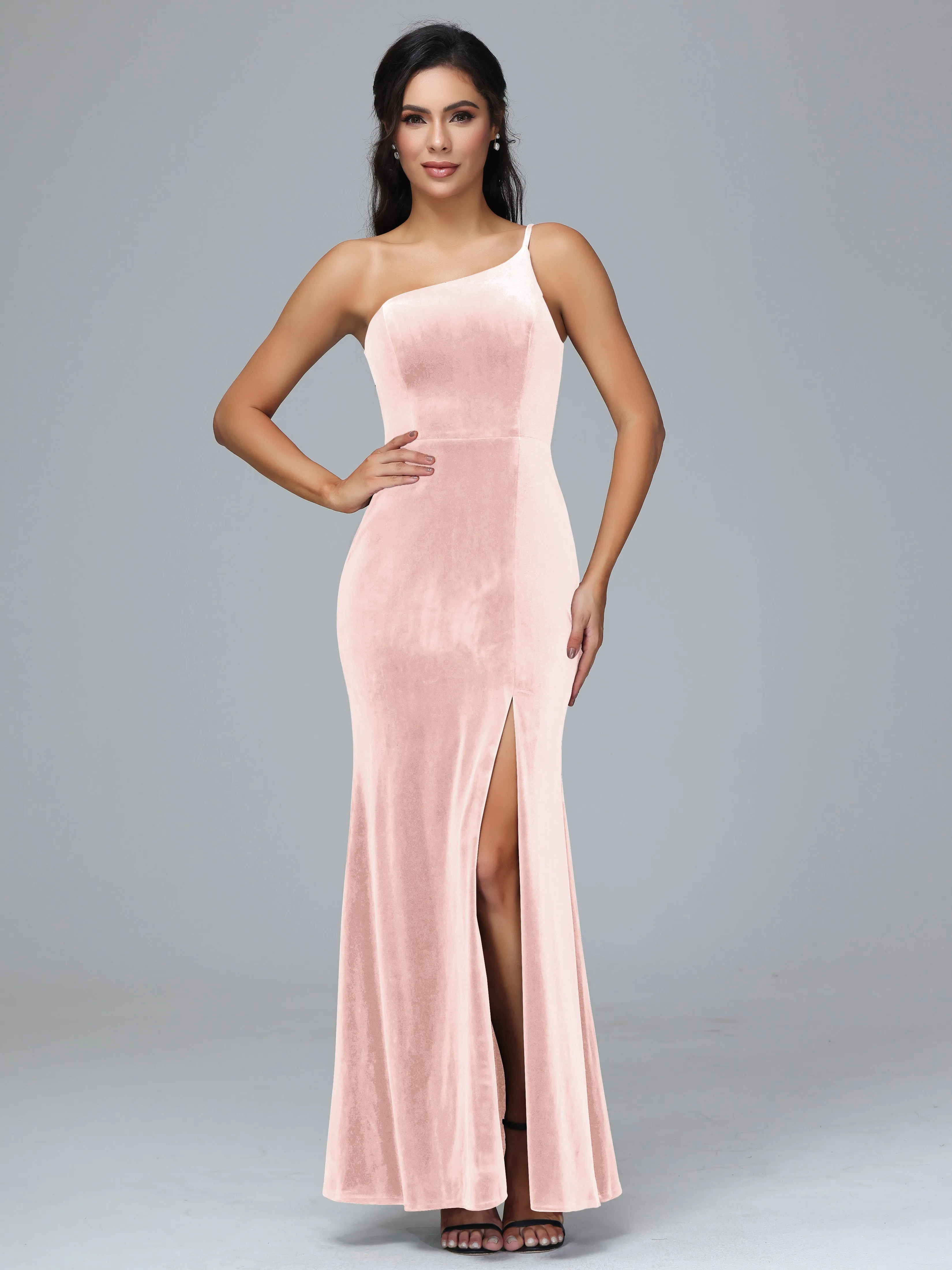 One Shoulder Sheath Split Plus Size Bridesmaid Dresses