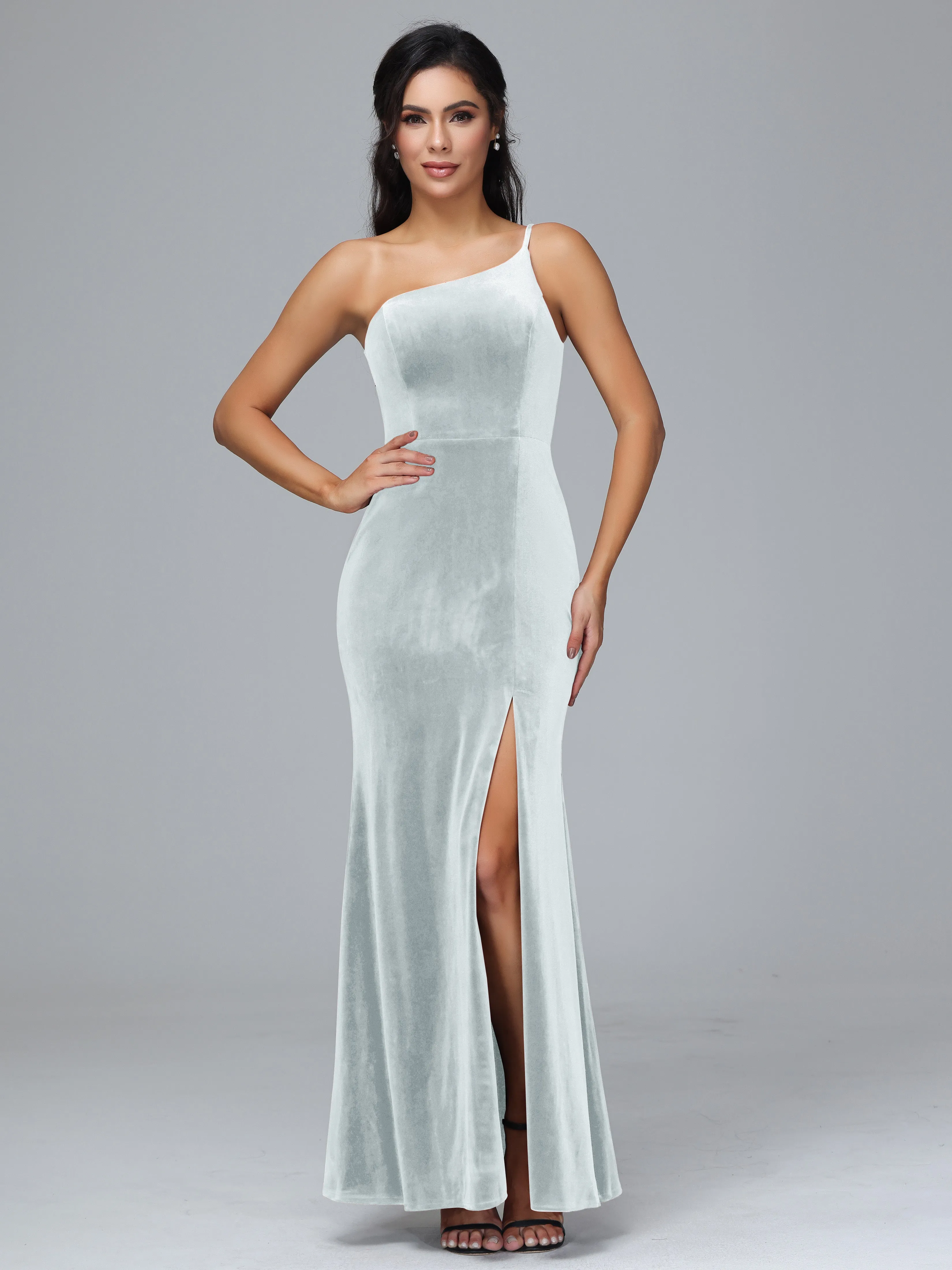 One Shoulder Sheath Split Plus Size Bridesmaid Dresses