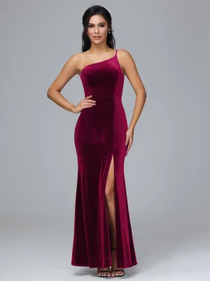 One Shoulder Sheath Split Plus Size Bridesmaid Dresses