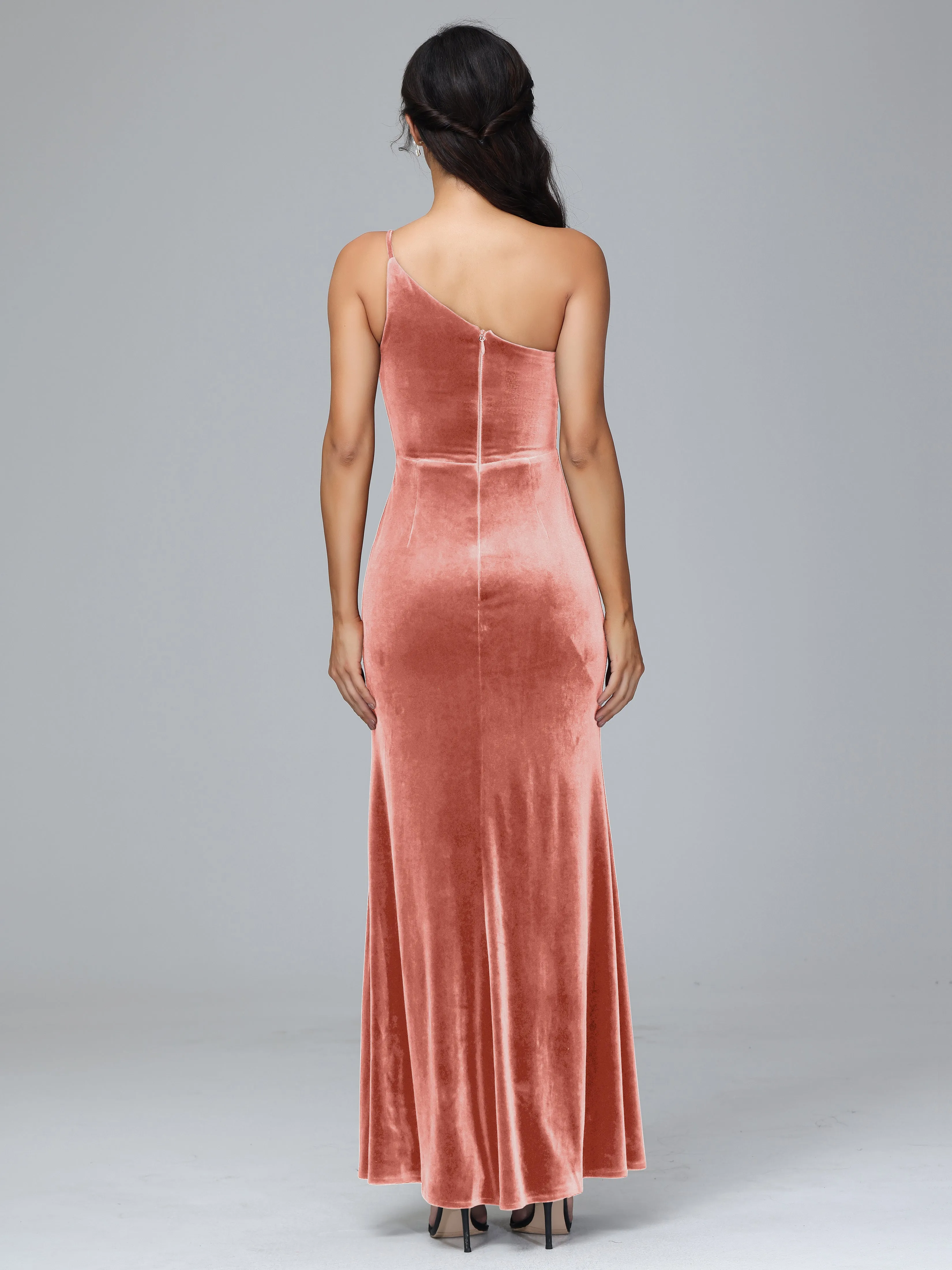 One Shoulder Sheath Split Plus Size Bridesmaid Dresses