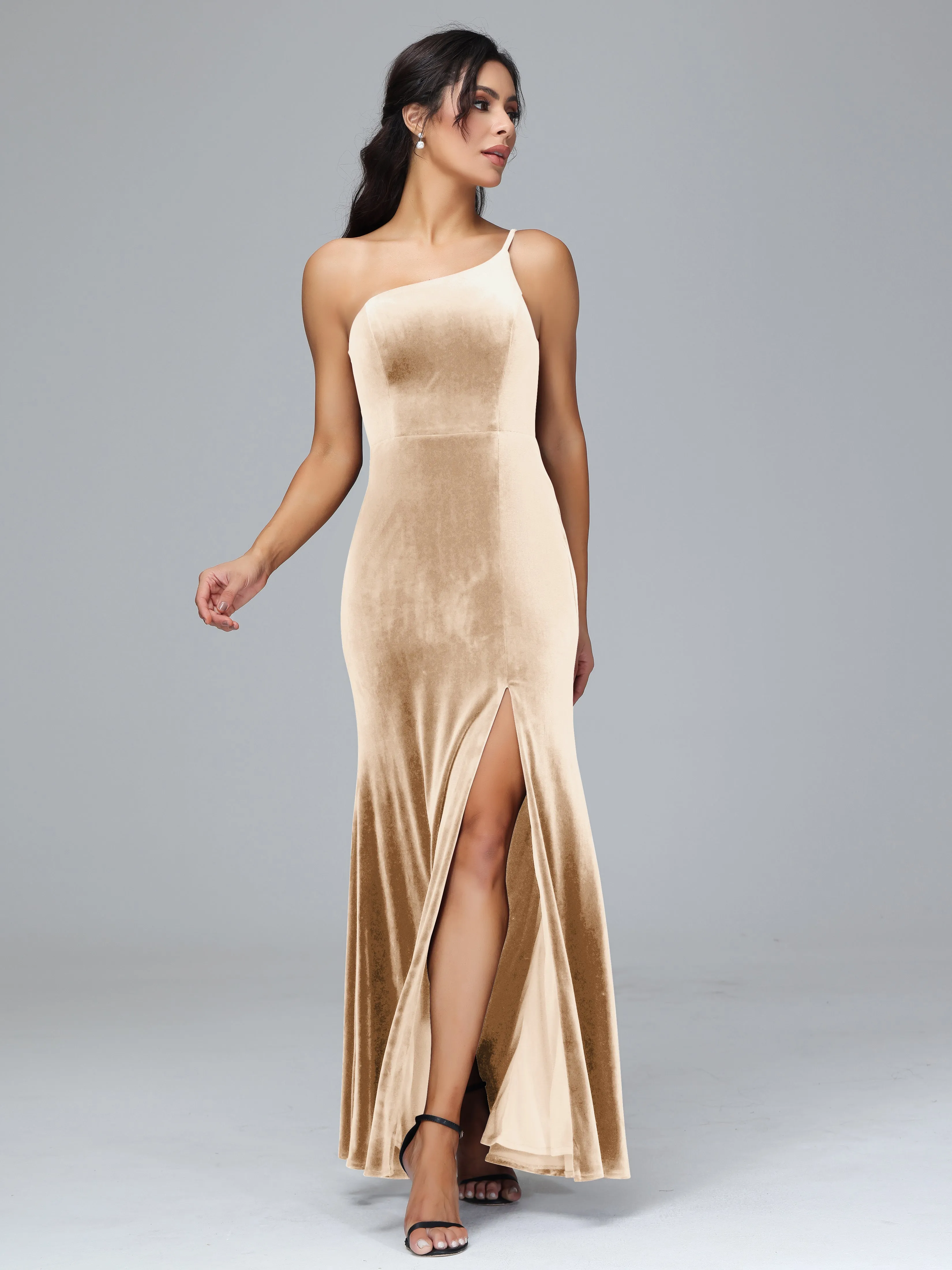 One Shoulder Sheath Split Plus Size Bridesmaid Dresses