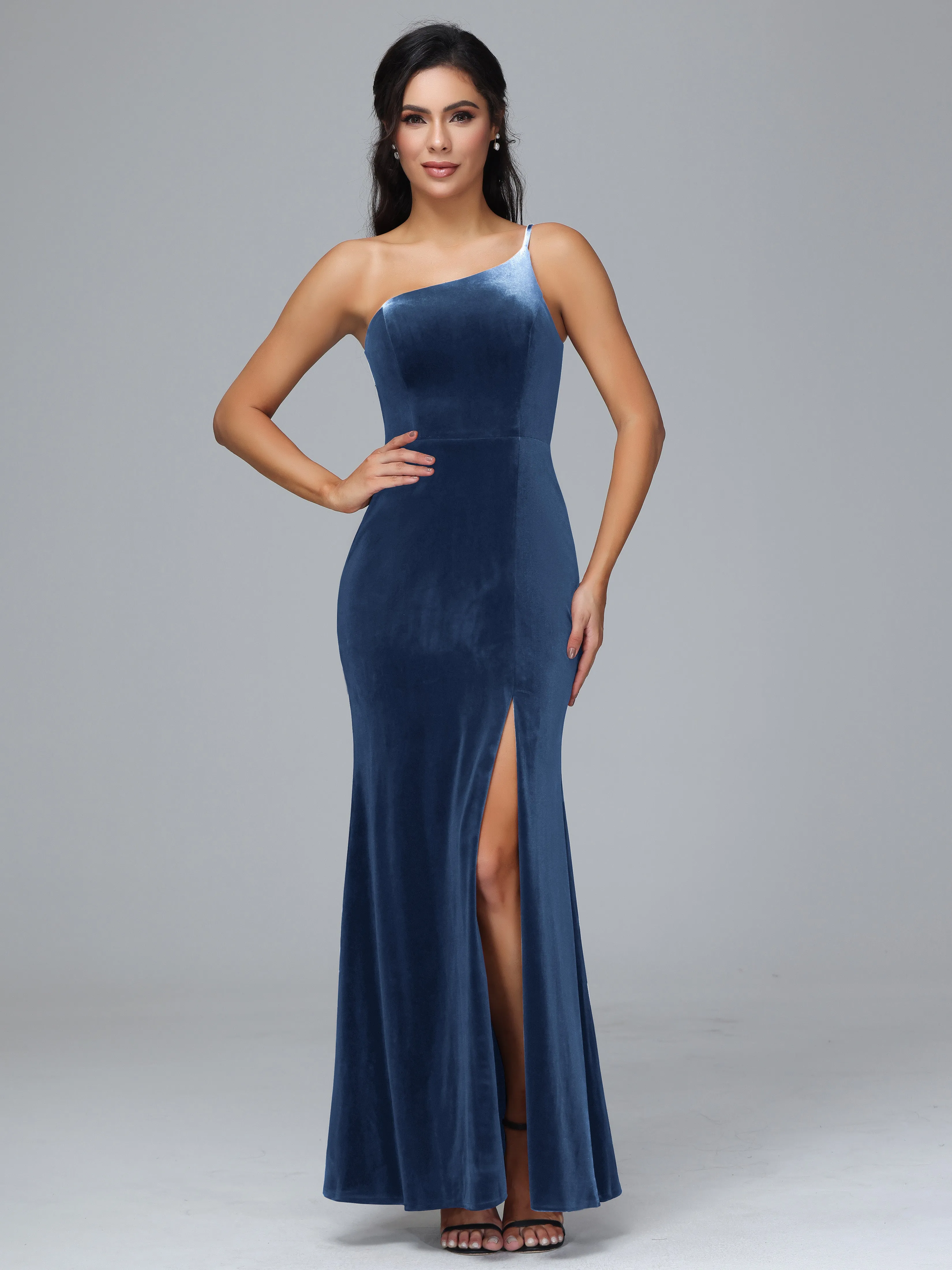One Shoulder Sheath Split Plus Size Bridesmaid Dresses