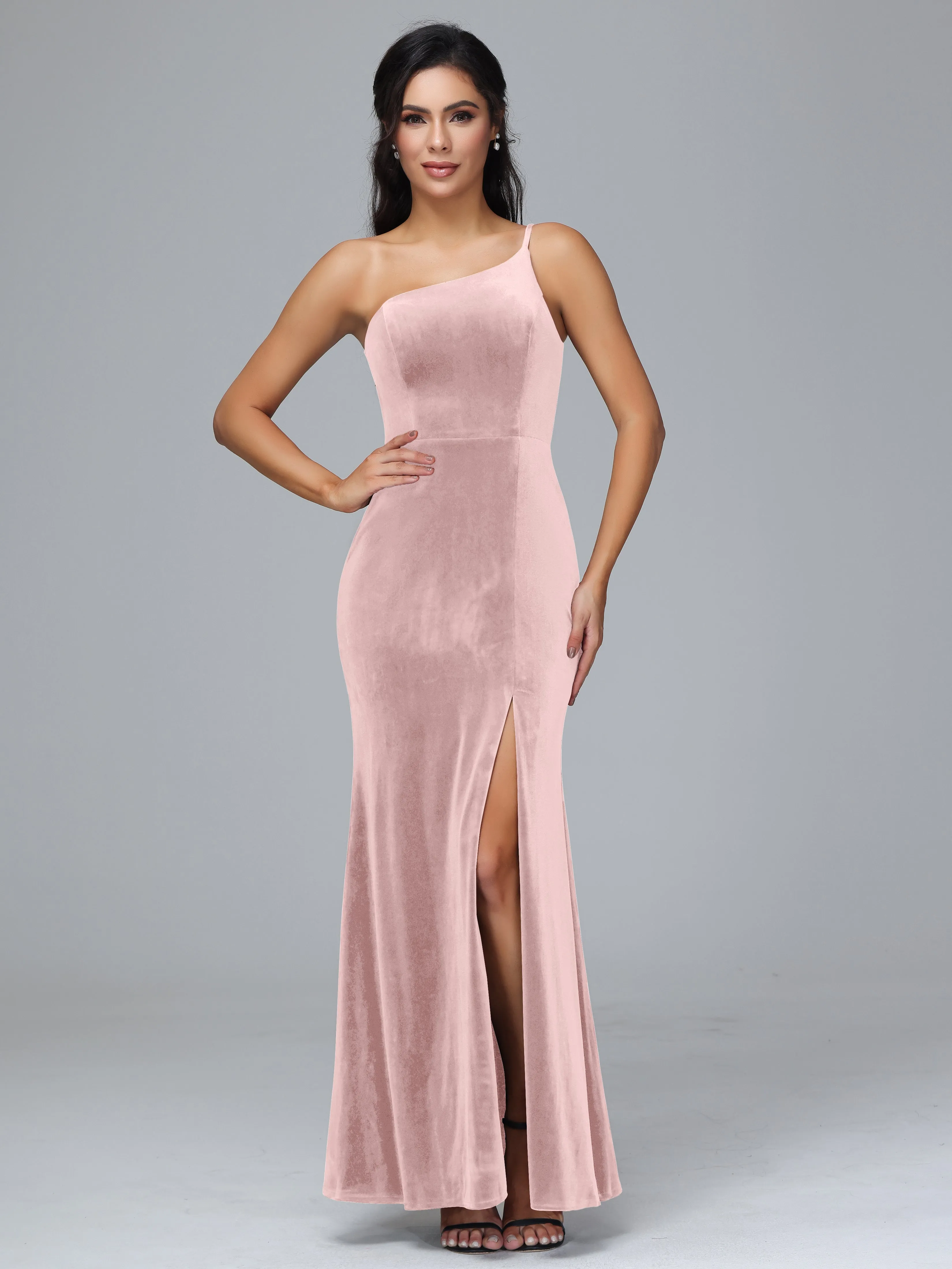 One Shoulder Sheath Split Plus Size Bridesmaid Dresses