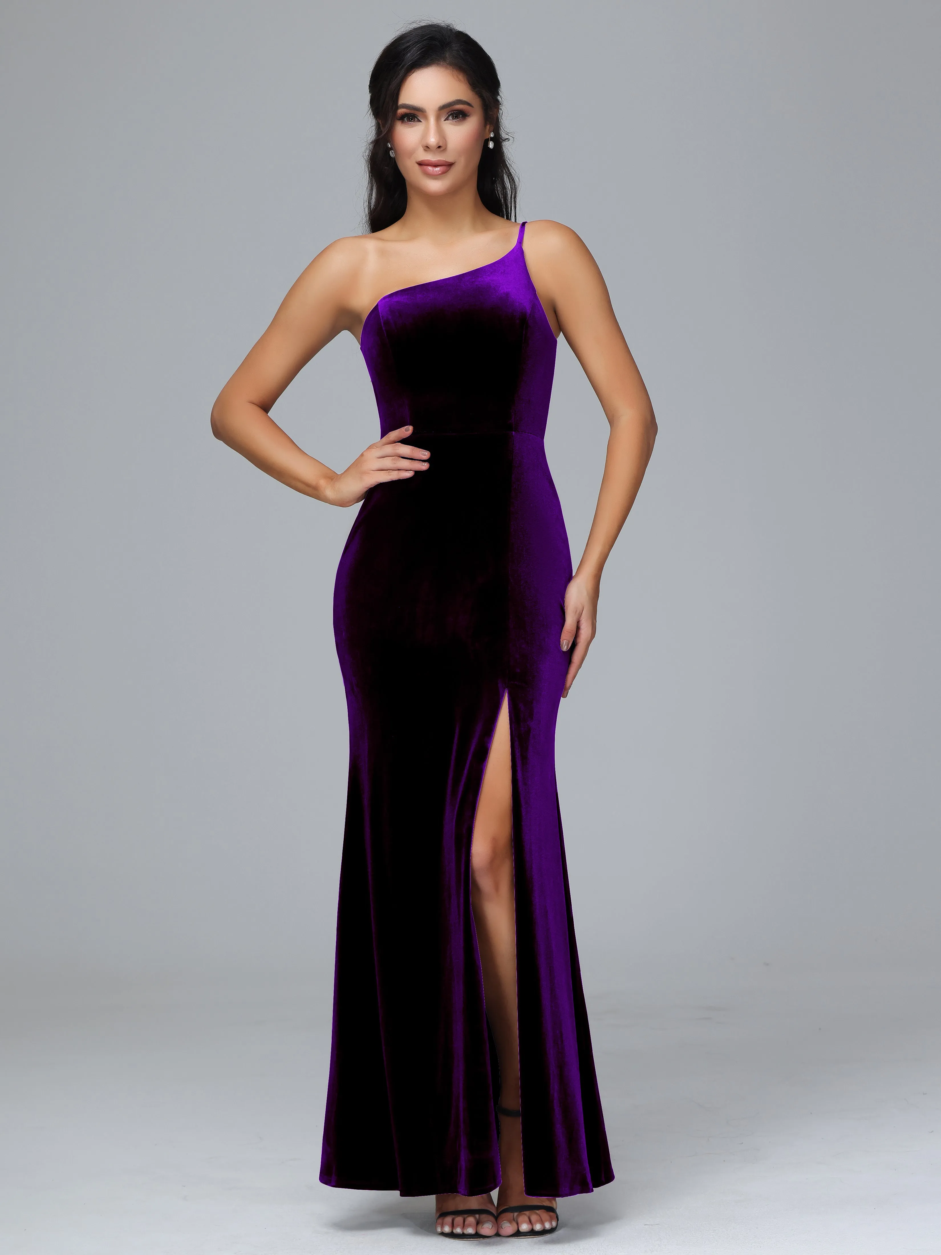 One Shoulder Sheath Split Plus Size Bridesmaid Dresses