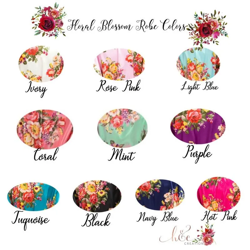 Personalized Bridesmaid Robes Set, Bridesmaid Gifts Robes, Bridal Party Robes Floral, Custom Wedding Robes Silk, Bridal Party Robes Shop