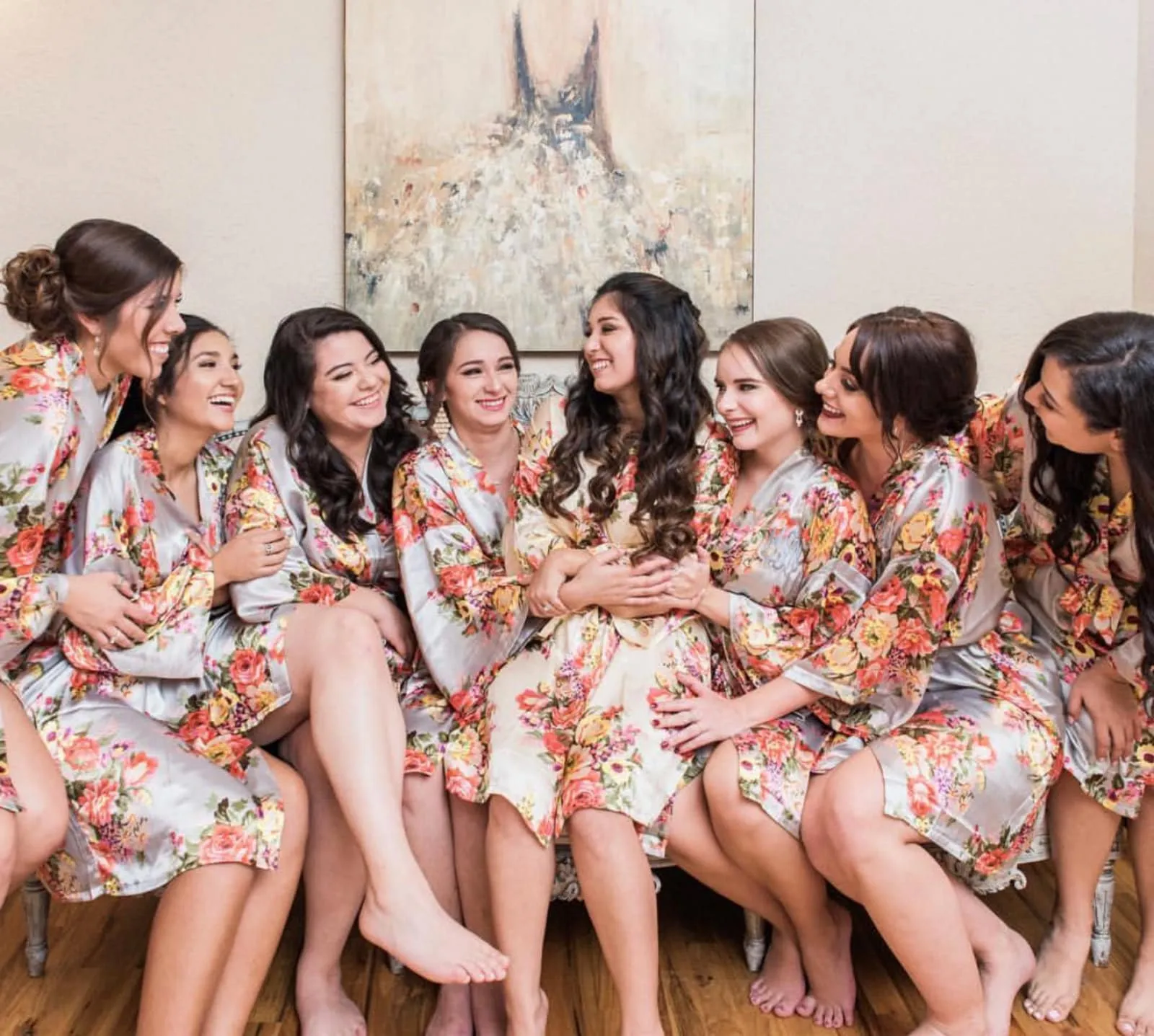 Personalized Bridesmaid Robes Set, Bridesmaid Gifts Robes, Bridal Party Robes Floral, Custom Wedding Robes Silk, Bridal Party Robes Shop