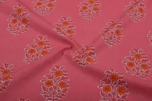 Pink Printed Cotton Cambric Fabric