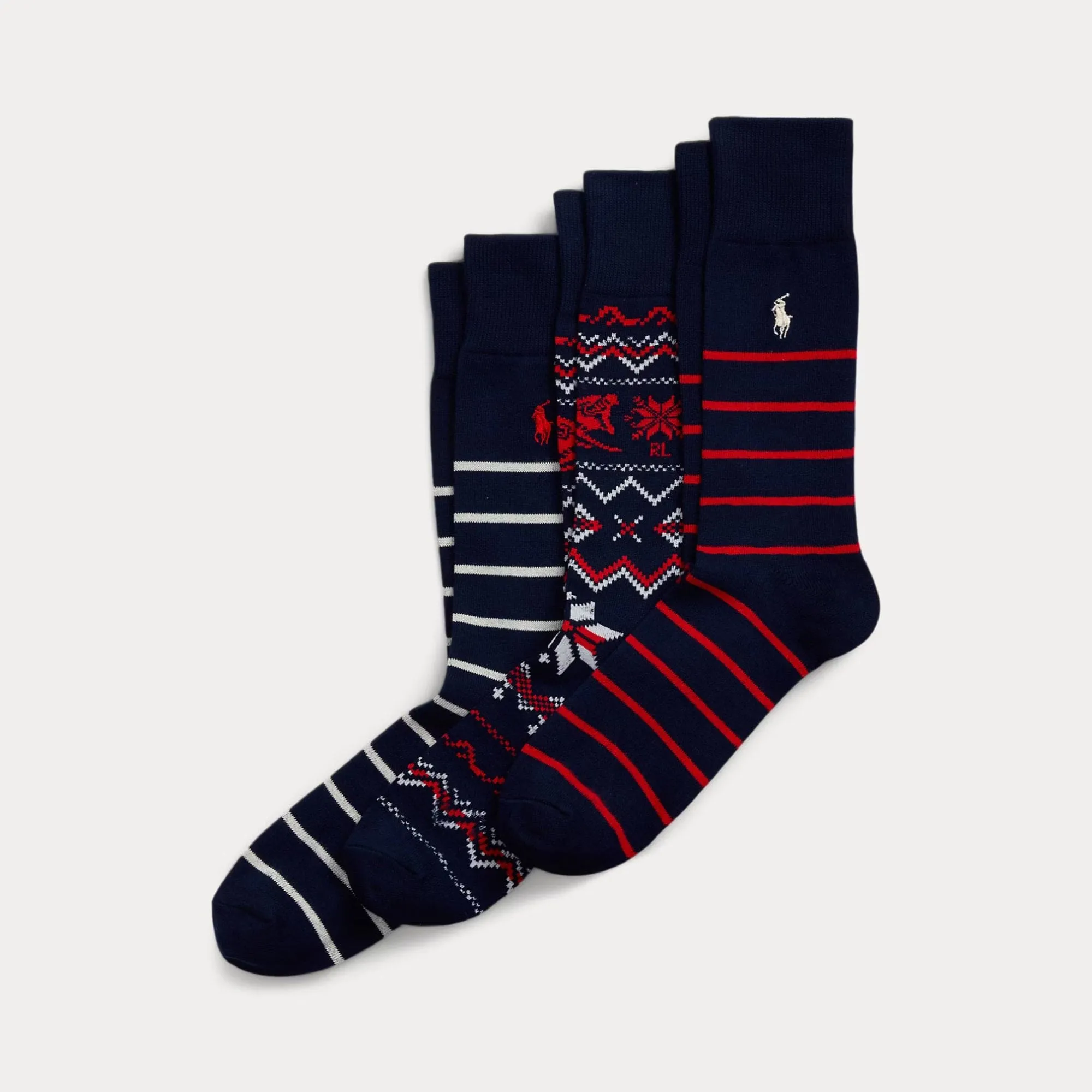 Polo Ralph Lauren Fair Isle & Striped 3-Sock Gift Set