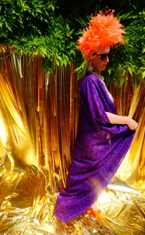 Purple Lurex Tinsel Kimono Robe