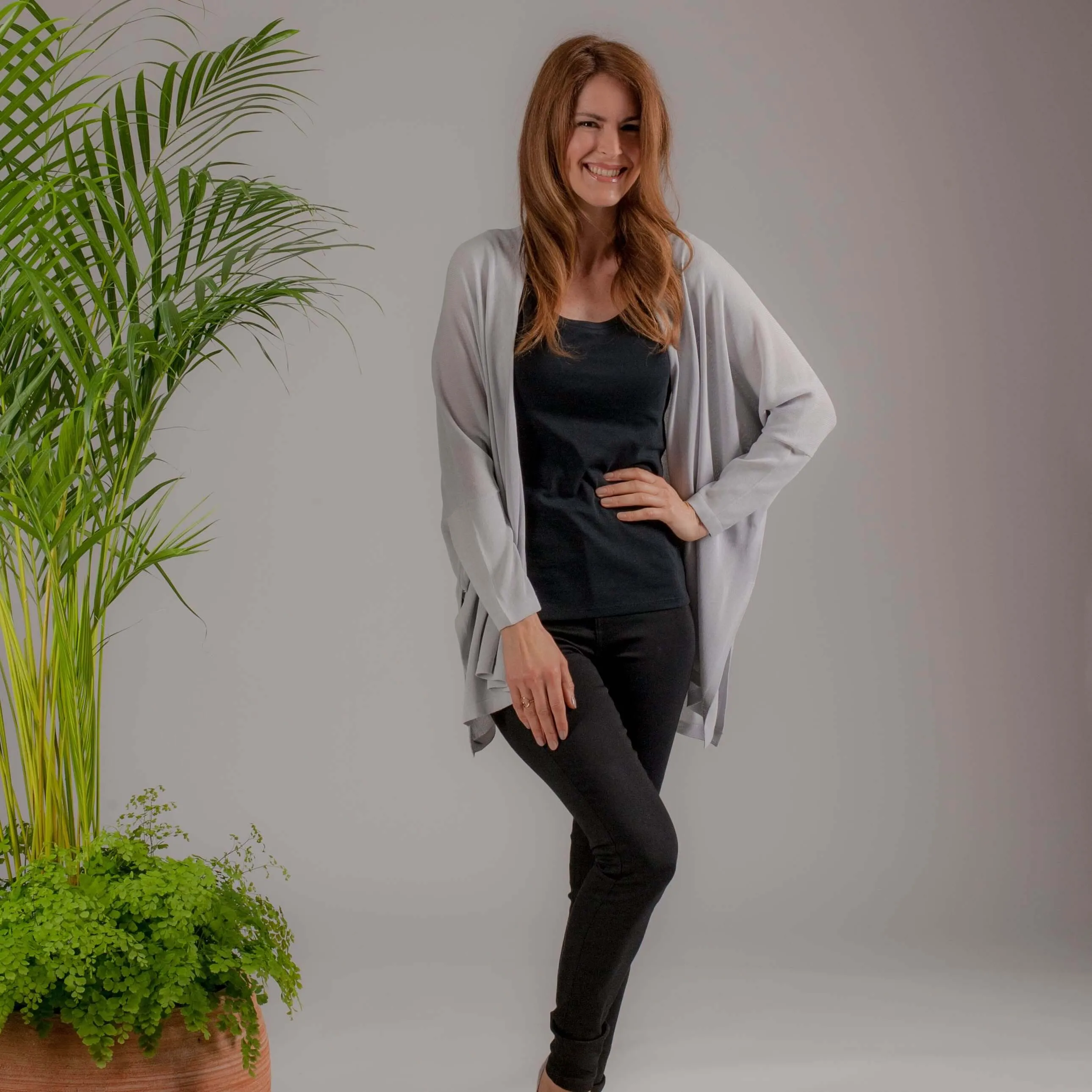 Silver Grey Cotton Blend Cardigan