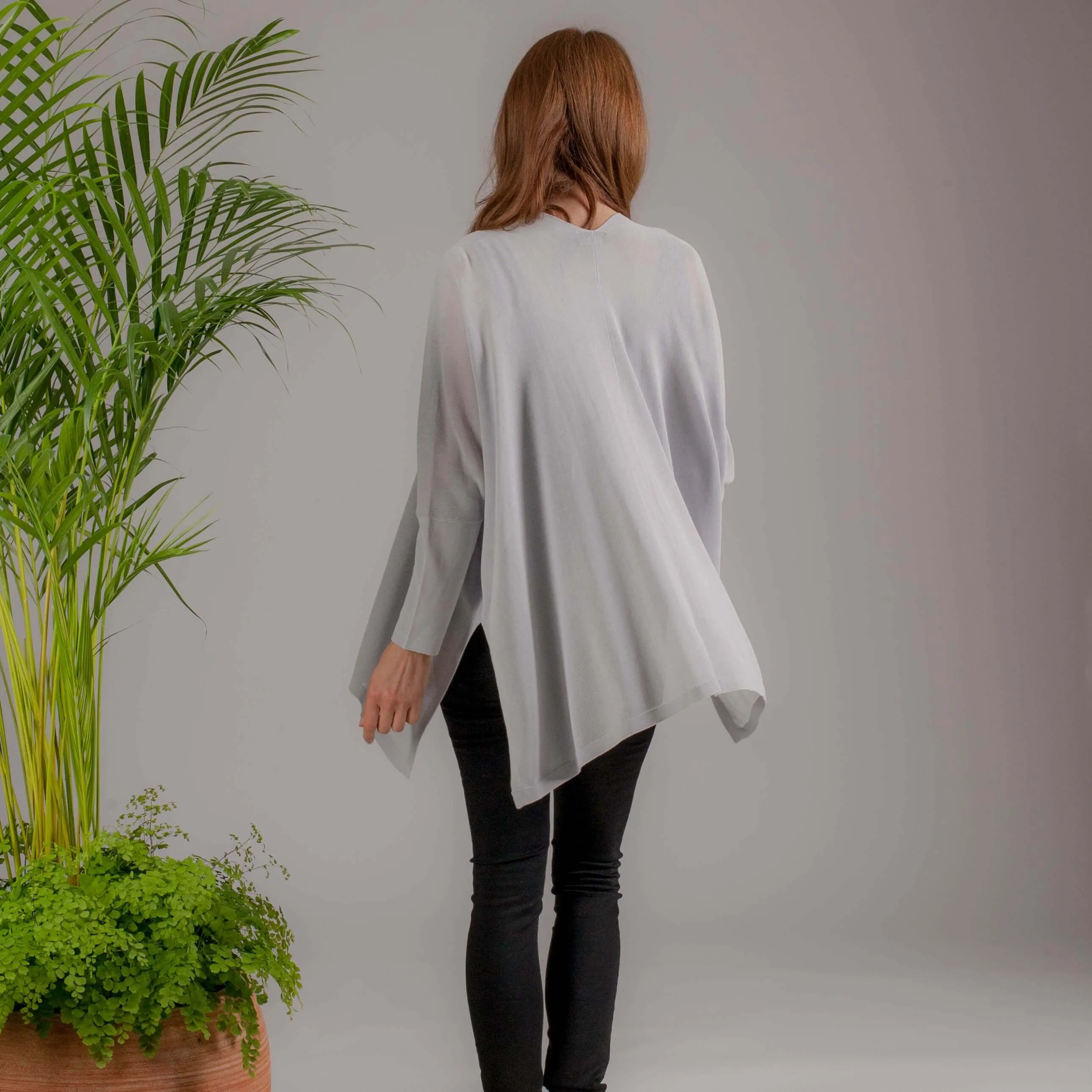 Silver Grey Cotton Blend Cardigan
