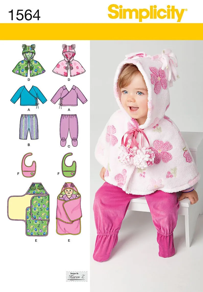 Simplicity Pattern 1564 Top, Pants, Bib, and Blanket Wrap
