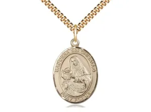 St Madonna Del Ghisallo 14kt Gold Filled Pendant on a 24 inch Gold Plate Heavy Curb Chain.