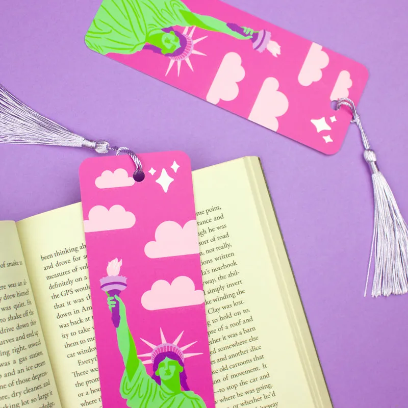 Statue of Liberty New York City Bookmark with Lilac Tassel