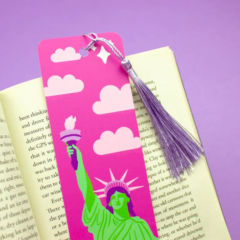Statue of Liberty New York City Bookmark with Lilac Tassel