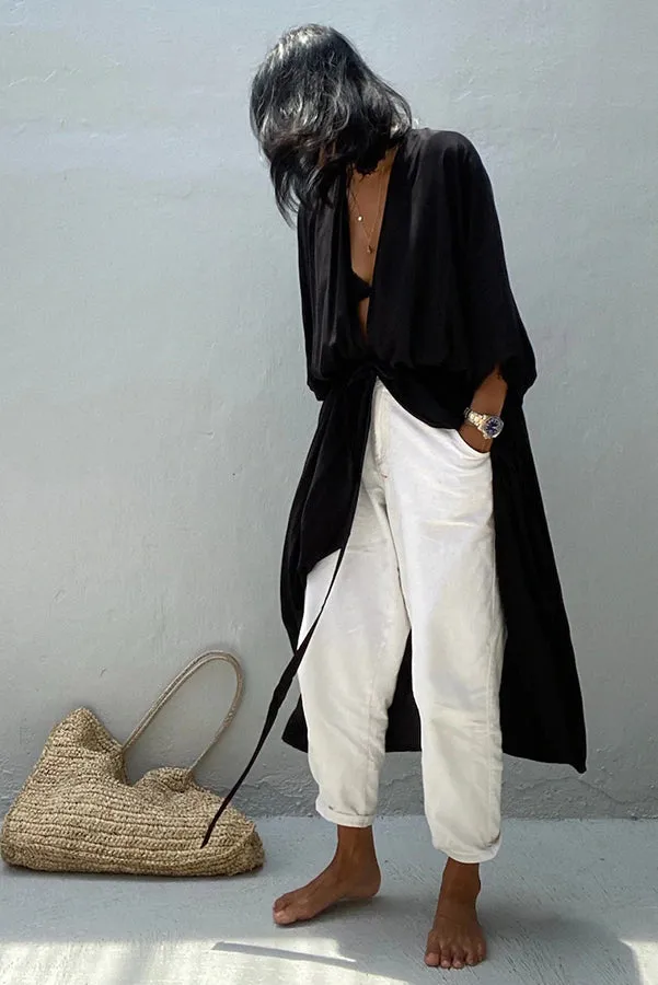 Summertime In Venice Solid Color Kimono Beach Cover-up