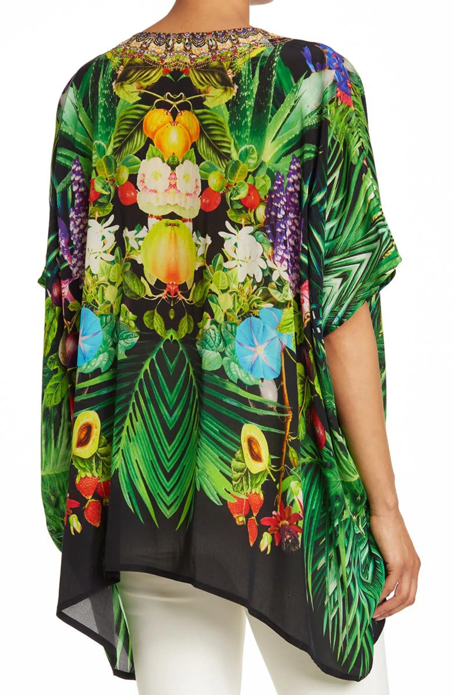 Tropical Print Short Kaftan Top