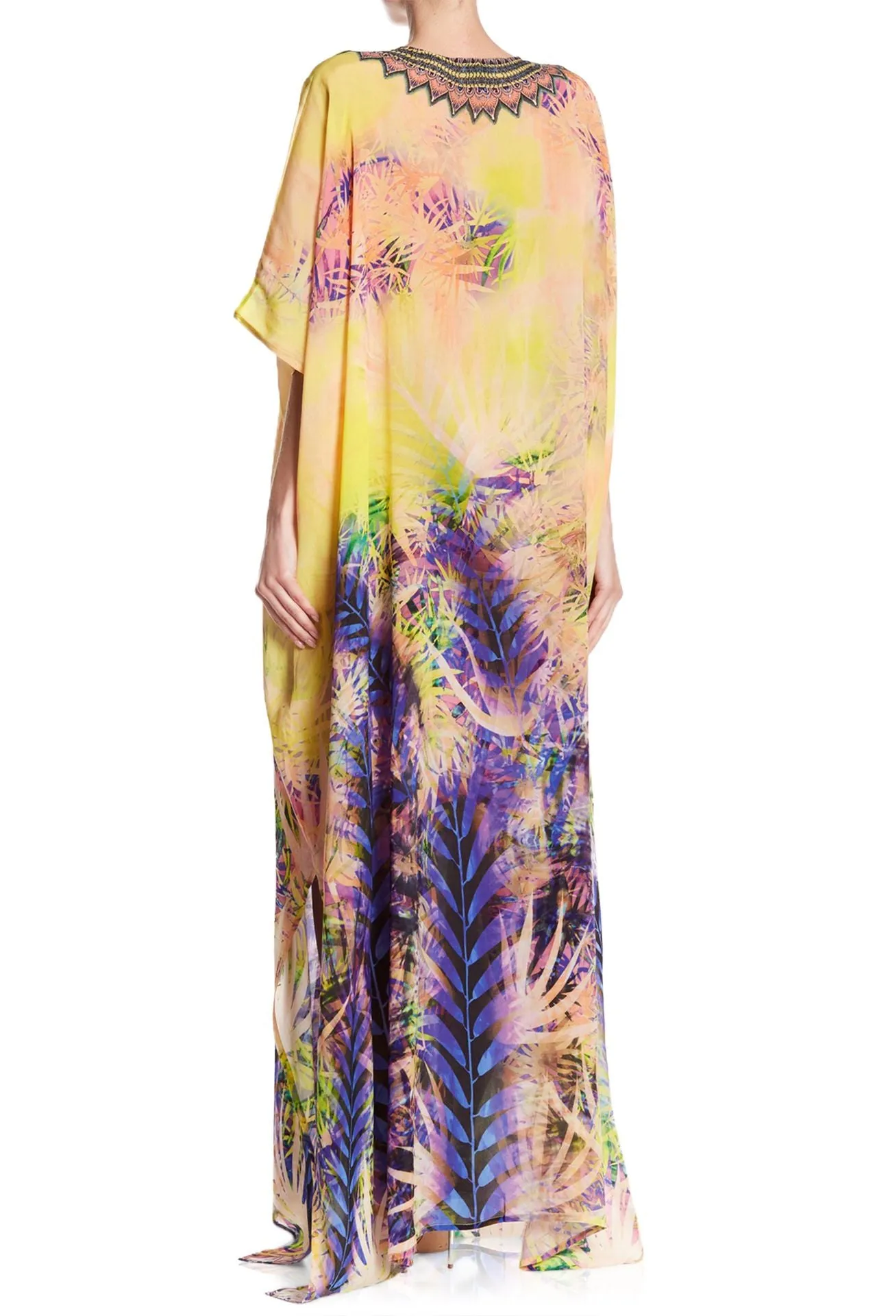 Tropical Print Yellow Kaftan