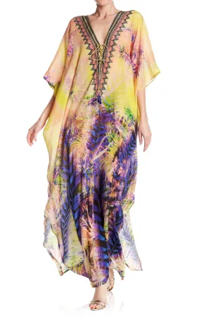 Tropical Print Yellow Kaftan