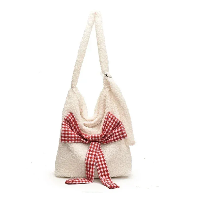 UAKISS  -  New Bow Sewing Thread Milk Cotton Versatile Shoulder Bags 2024 Hot Sale Retro Style Commute Fashion Single Women's Crossbody Bag