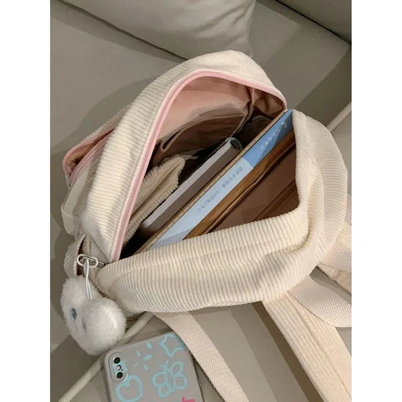 Uakiss Y2K Backpacks Women Letter Embroidered Corduroy Small Capacity Casual Commute Mochilas Para Mujer Subculture Bag Female