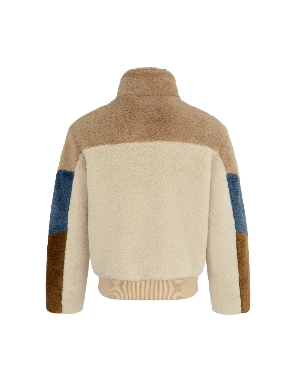 Unisex Contrasting Polar Fleece Stand Collar Jacket