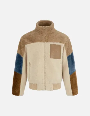 Unisex Contrasting Polar Fleece Stand Collar Jacket