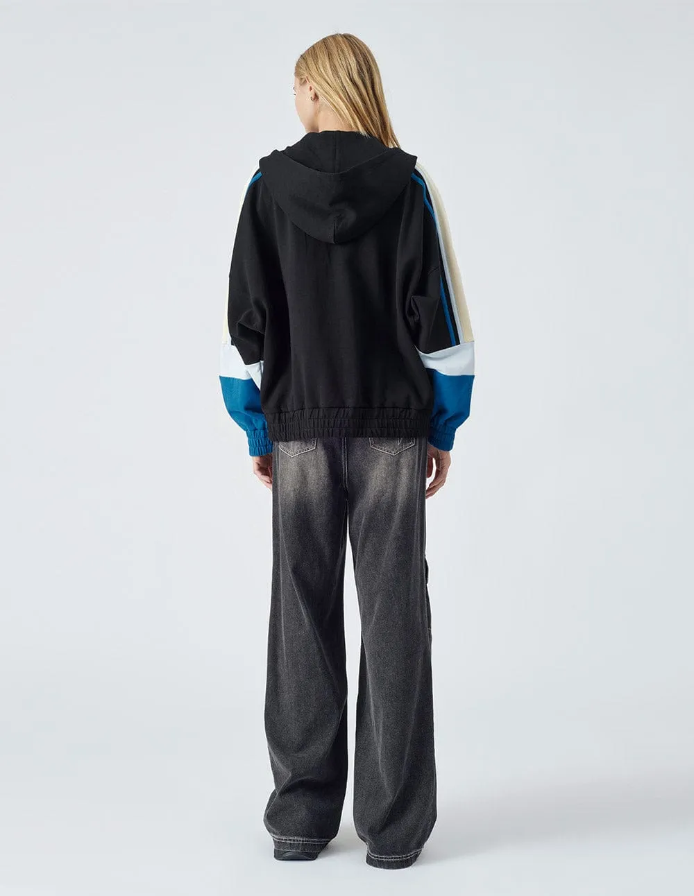 Unisex Hooded Print Zipper Jacket