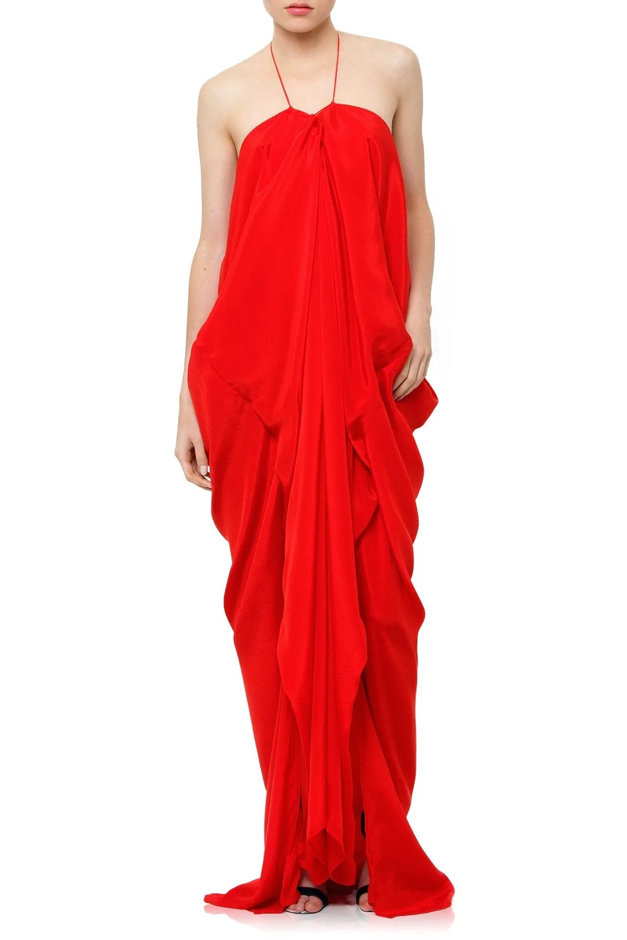 V Neck Kaftan Dress in RED