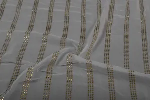 White & Golden Stripes Viscose Georgette Fabric