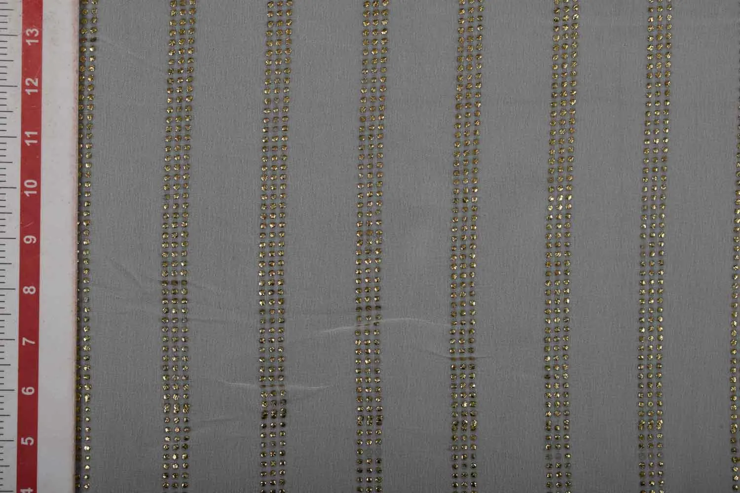 White & Golden Stripes Viscose Georgette Fabric