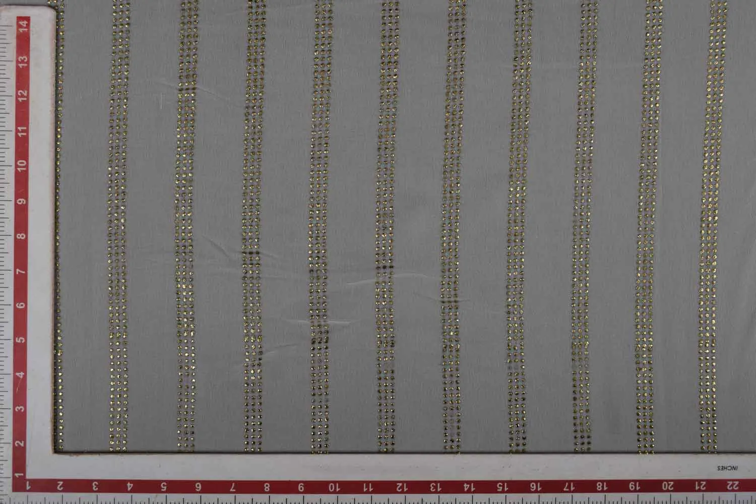 White & Golden Stripes Viscose Georgette Fabric