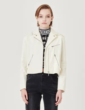 White Corduroy Biker Jacket