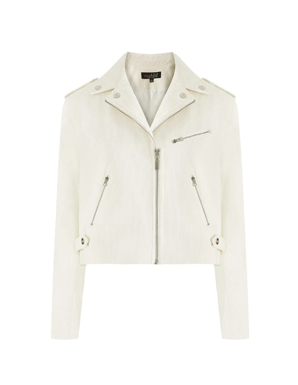 White Corduroy Biker Jacket