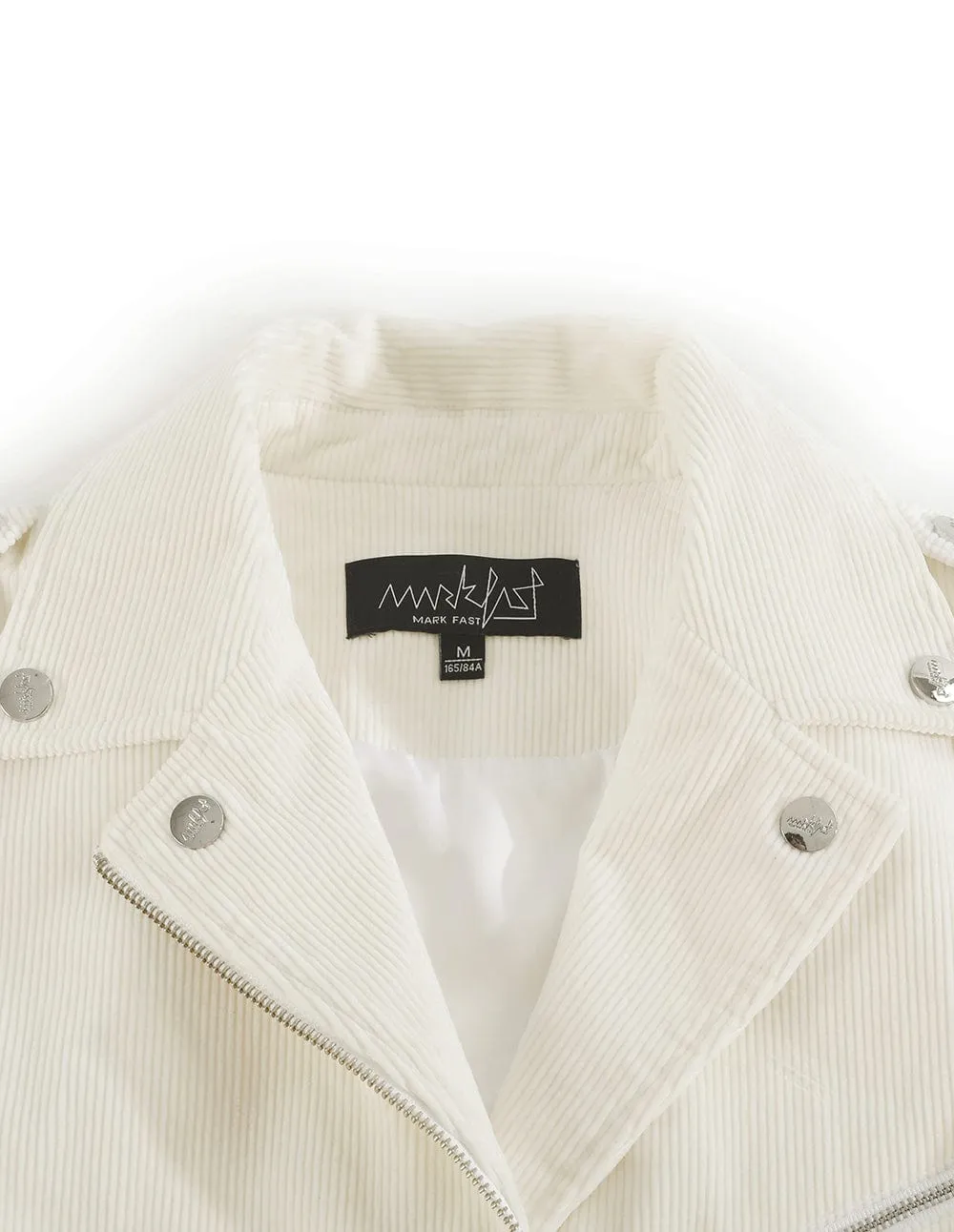 White Corduroy Biker Jacket