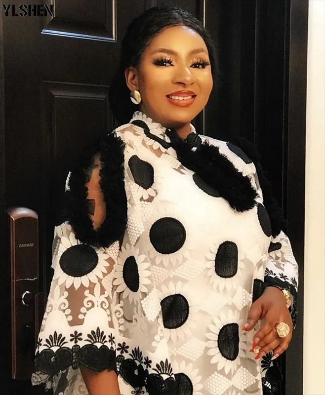 White Lace Women Boubou kaftan Dress