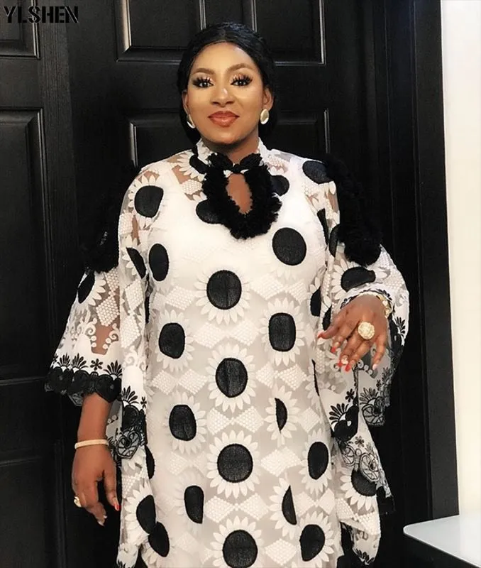White Lace Women Boubou kaftan Dress