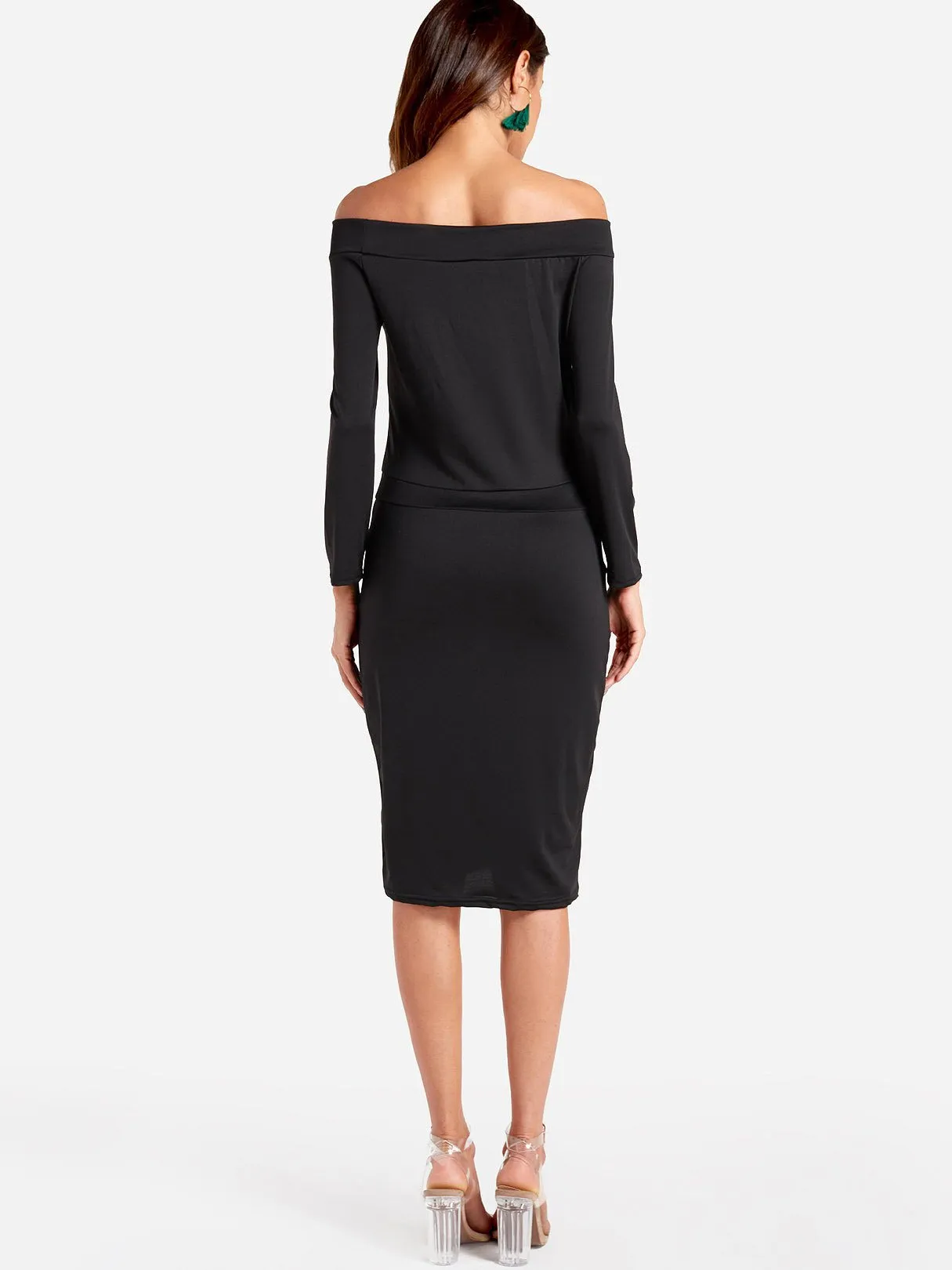 Wholesale Off The Shoulder Long Sleeve Side Pockets Dresses