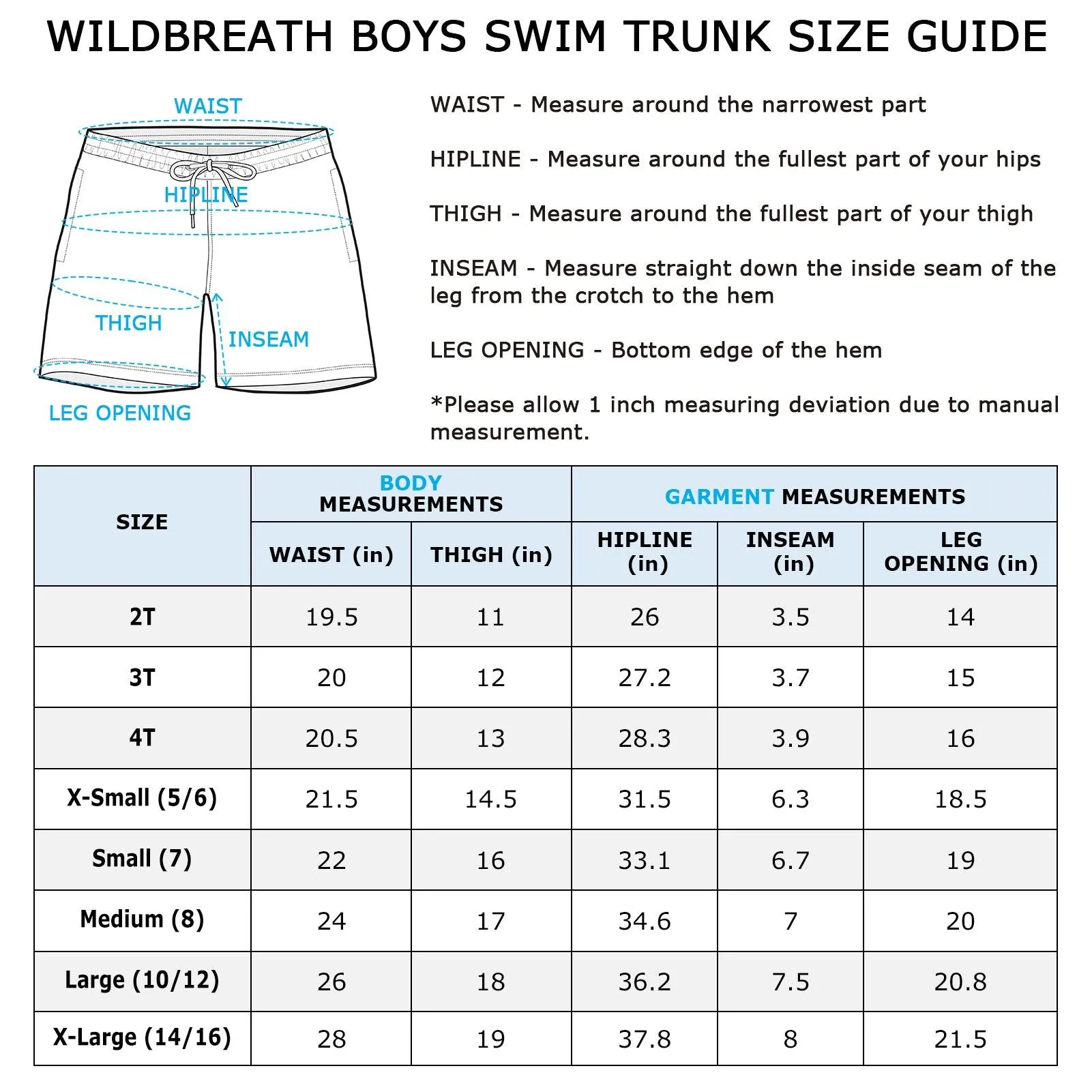WILDBREATH Boys UPF 50  Quick Dry Swim Trunks