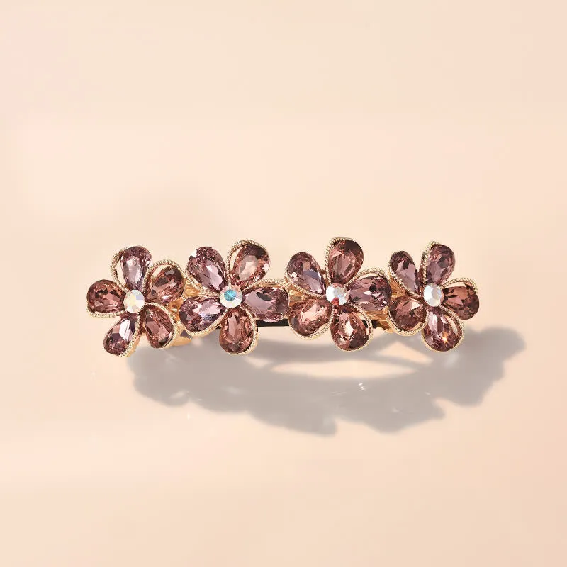 Women's Cute Crystal Flower Horizontal Hair Clip