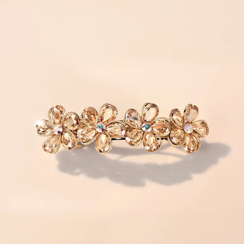 Women's Cute Crystal Flower Horizontal Hair Clip