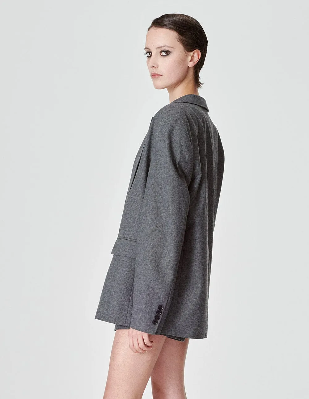 Women's Grey Wool Blend Blazer