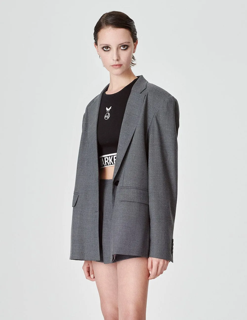 Women's Grey Wool Blend Blazer