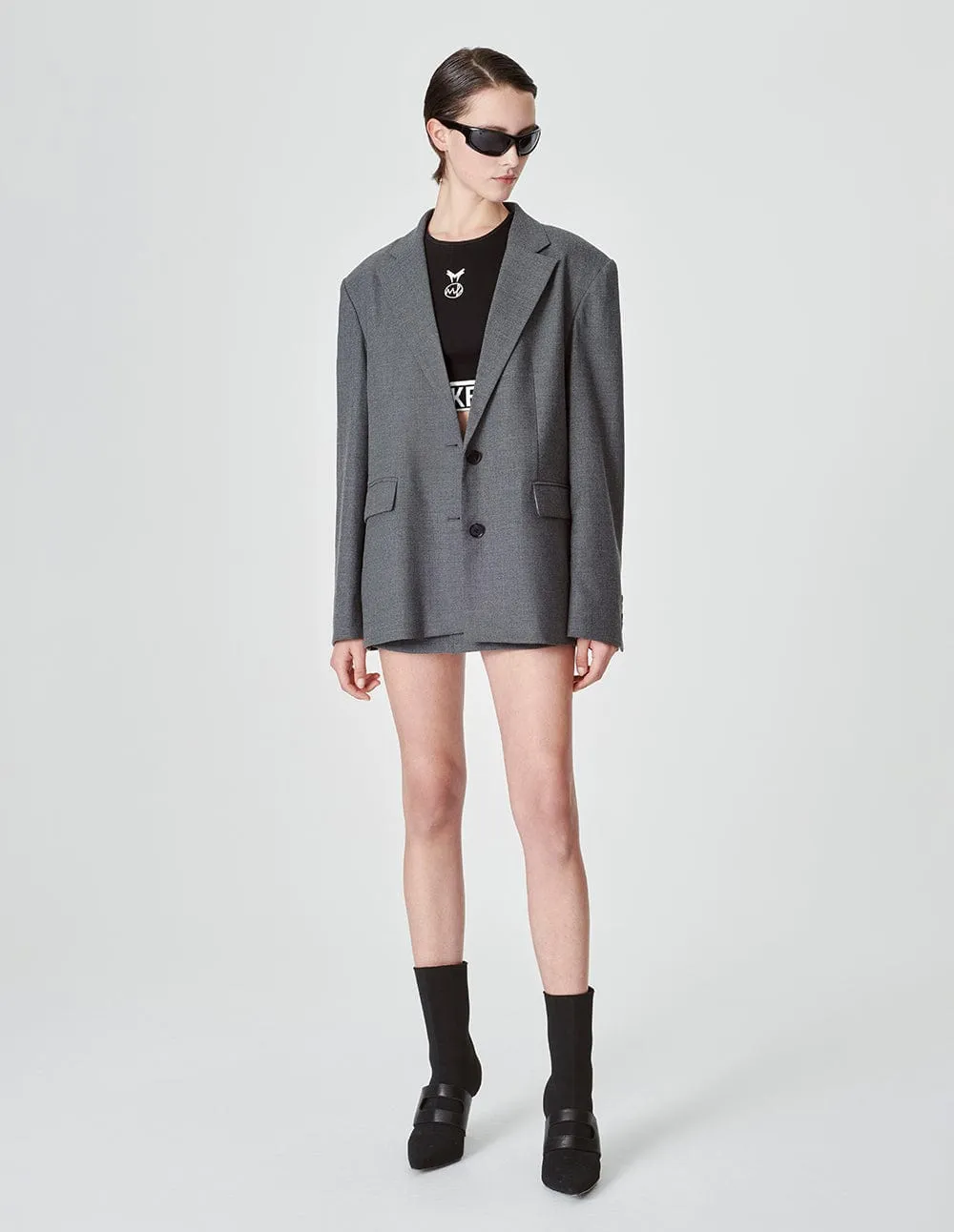 Women's Grey Wool Blend Blazer